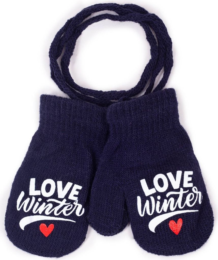 Ein-Finger-Handschuhe für Mädchen mit Kordel navy blau LOVE WINTER 10 YOCLUB