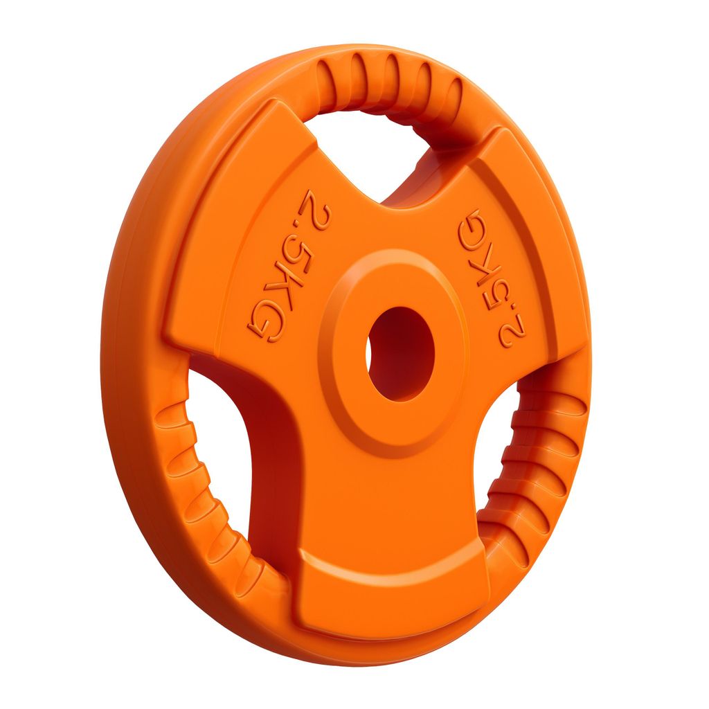 GORILLA SPORTS Hantelscheiben - 2,5kg Gewichte, 30mm, aus Gusseisen mit Gummi Gripper, Orange - Gewichtsscheiben