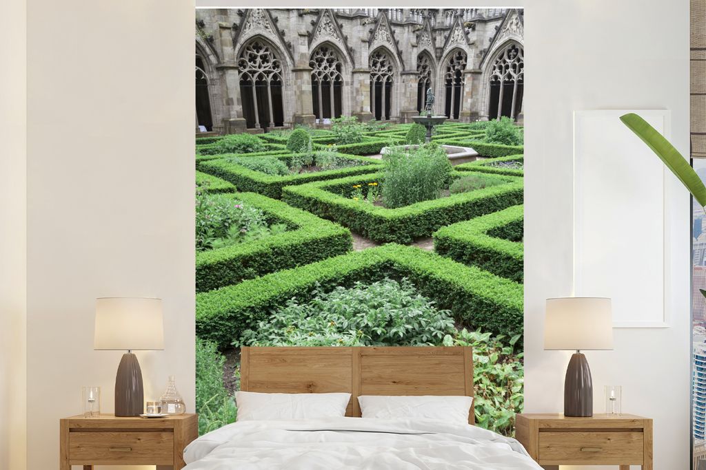 MuchoWow Fototapete für Wohnzimmer oder Schlafzimmer Wandtapete Vinyl Motivtapete Garten - Domtoren - Utrecht - 195x300 cm - Das Hintergrundbild