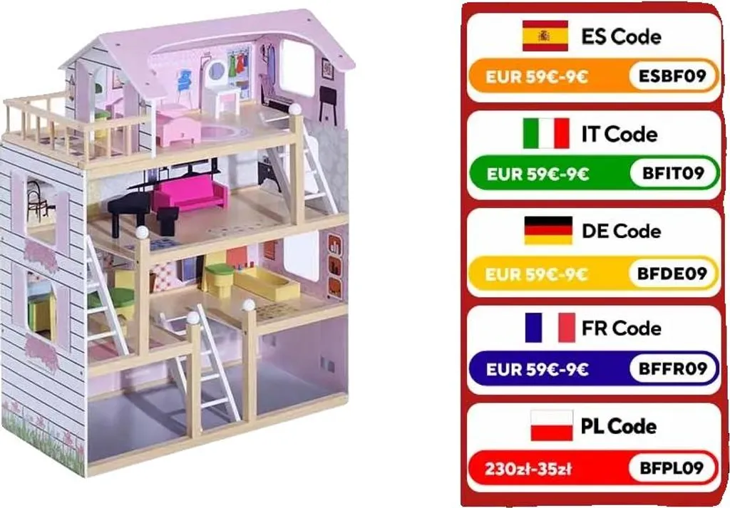 Grande maison de poupées en bois pour stimuler l'imaginaire des filles