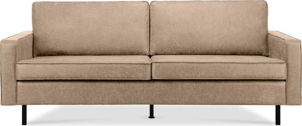 KONSIMO Klassische Dreisitzer-Sofa mit Armlehnen "INVIA", beige, Lederoptik-Stoff, Vintage, 209x87x98cm