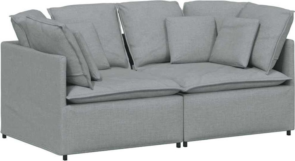 SYFAX Modulares Sofa mit Kissen Stoff Hellgrau