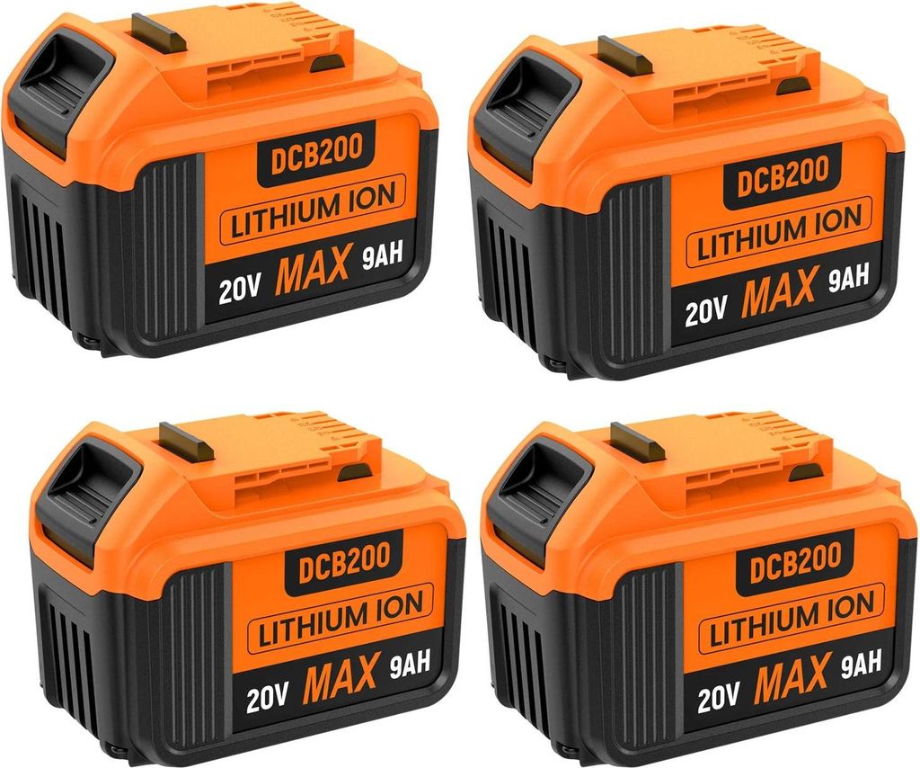Akku für Elektrowerkzeuge - Ersatzakku 20 V Li-Ion - 9000 mAh - 4er-Pack - Kompatibel mit DCB200/201/203/205 - Himmelblau