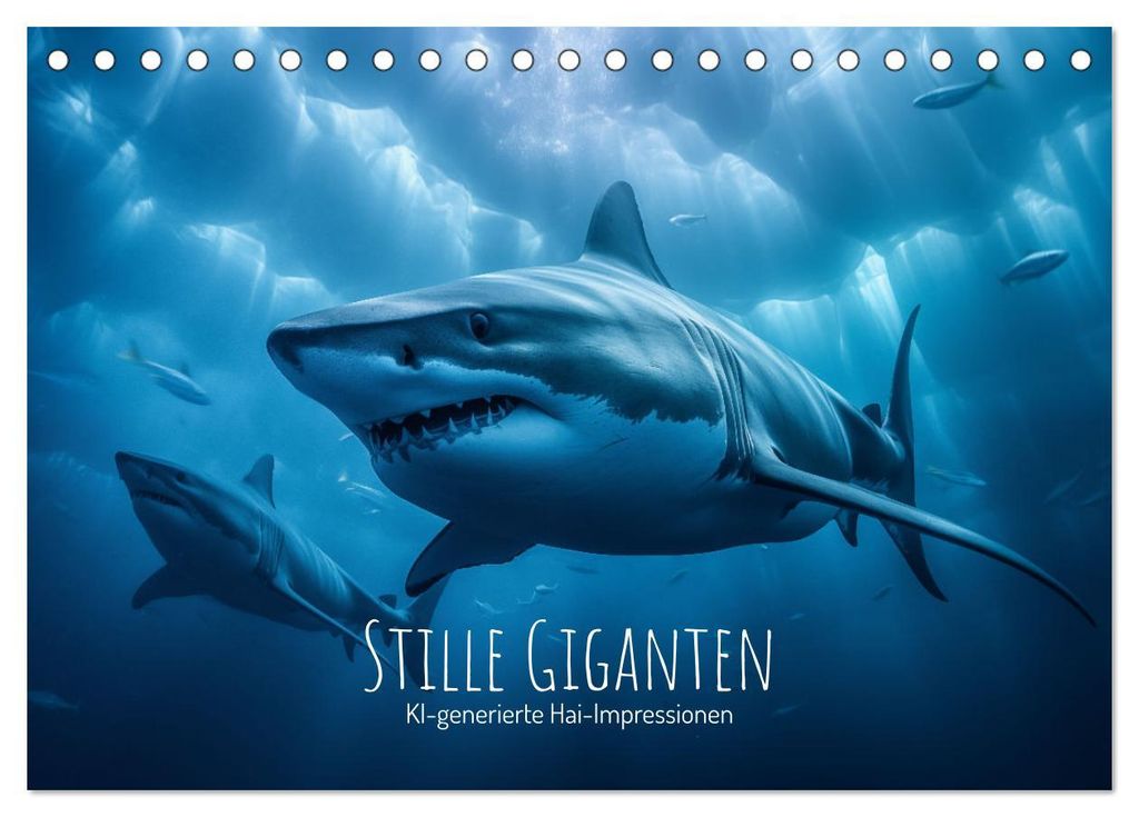 Stille Giganten - KI-generierte Hai-Impressionen (Tischkalender 2027 DIN A5 quer), CALVENDO Monatskalender