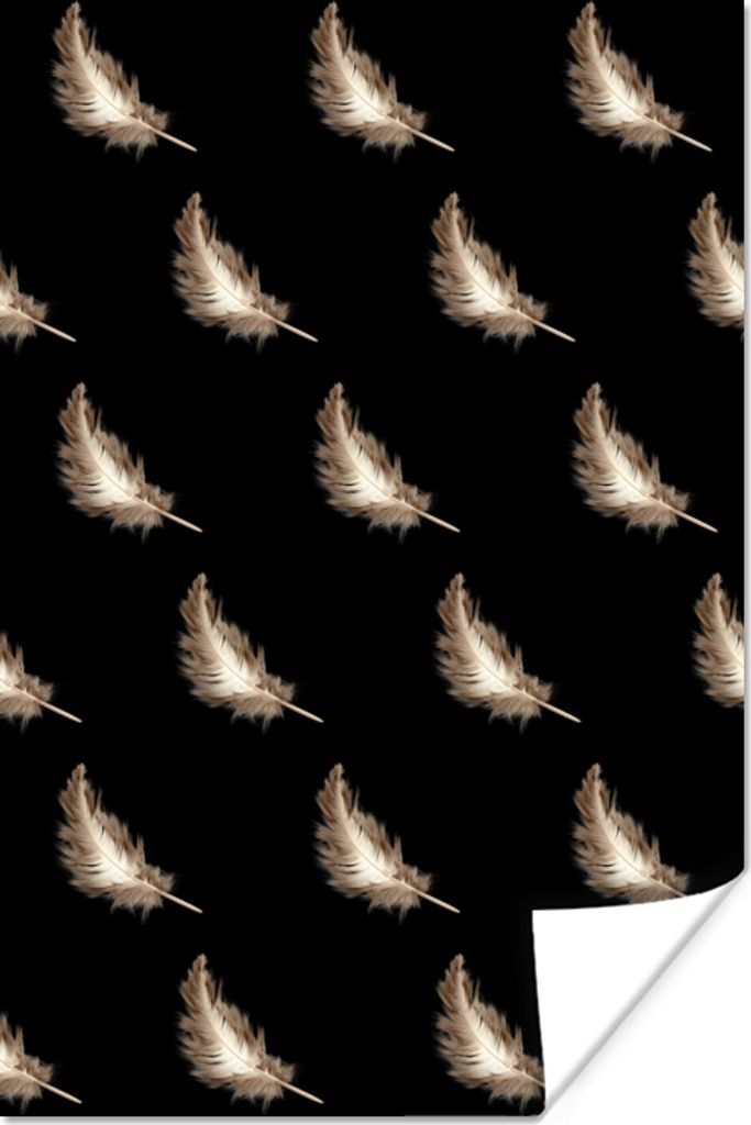 MuchoWow Poster Federn - Muster - Weiß 120x180 cm - Kunstposter