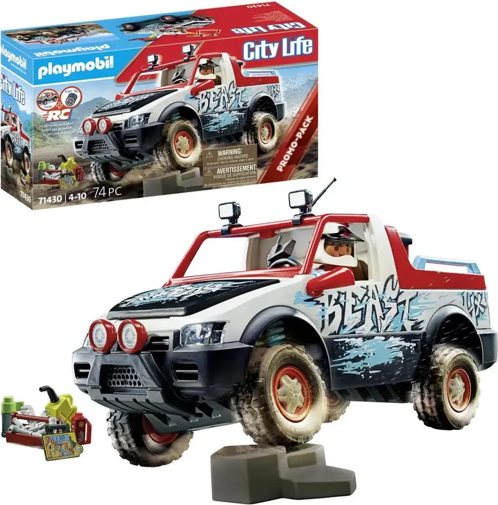 Jouet Voiture de Rallye PLAYMOBIL 71430 pour Circuit de Course à Maison