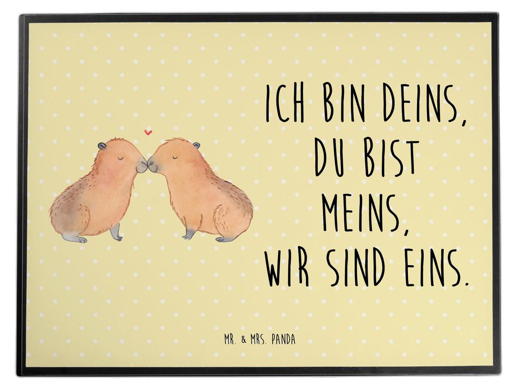 Mr. & Mrs. Panda Schreibunterlage Capybara Liebe - Gelb Pastell - Geschenk, Lustige Sprüche, schreibtischunterlagen, Geschenkidee, Valentinstag, t...