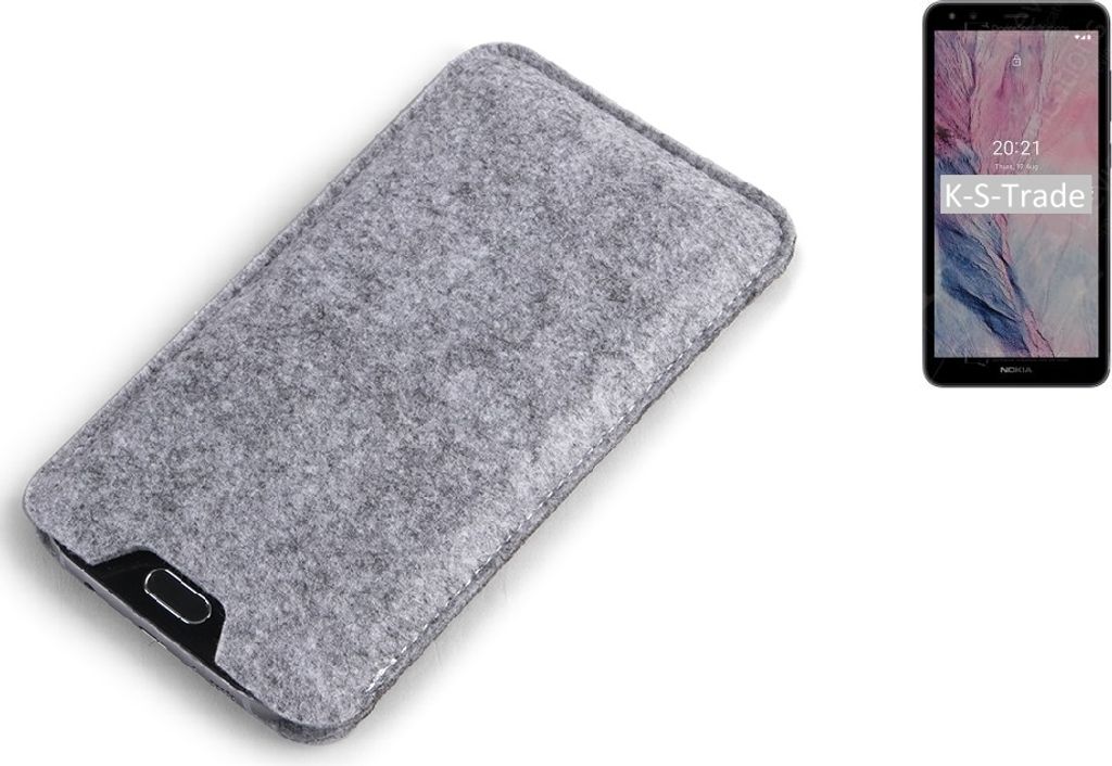 K-S-Trade Filz Handyhülle kompatibel mit Nokia C01 Plus Schutzhülle Filztasche Filz Tasche Case Sleeve Handy Hülle Filzhülle grau