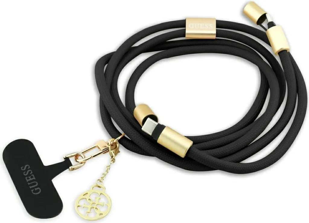 Guess Cavo USB C 1.5M Nero: Ricarica Rapida e Tracolla Fashion per Smartphone