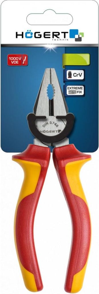 Högert Technik - Kombinationszange 1000V 200mm - VDE-e Universalzange Zangen - aus Chrom-Vanadium HRC 55-60