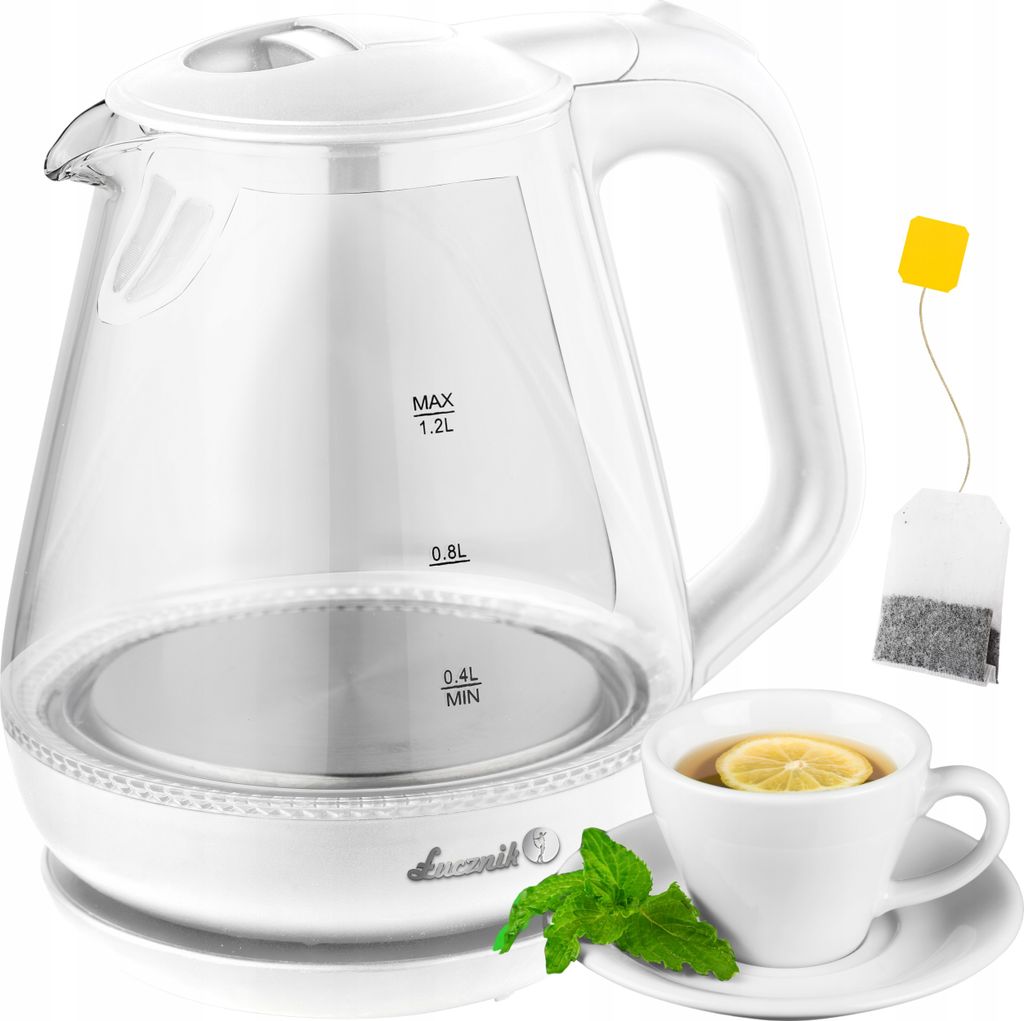 Wasserkocher Glas 1,2 L Mit Anti-Schaum-Filter, Led, 360° Drehbar