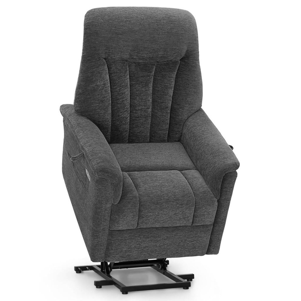 M MCombo Fernsehsessel mit Aufstehhilfe Elektrisch, Sessel mit Aufstehhilfe, Relaxsessel mit Liegefunktion bis 145°, 7117 (Chenille, Grau)