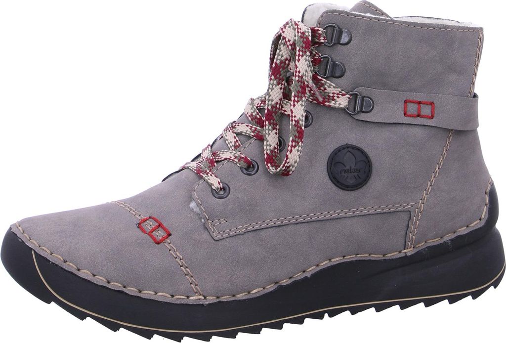 Rieker Damen Stiefelette Plateausohle Ziernähte warm gefüttert 51544, Größe:40 EU, Farbe:Grau