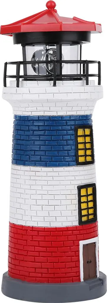 Décoration de Jardin Phare Solaire LED Balisage Lumineux Rotatif Extérieur