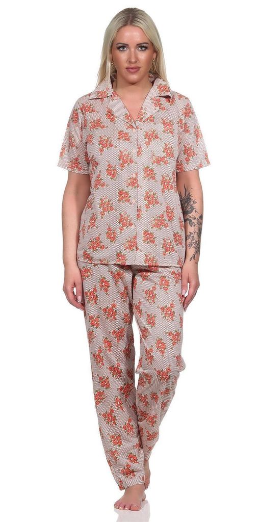 Damen Pyjama zweiteiliger Schlafanzug Pyjama-Set; Aprikose M/38