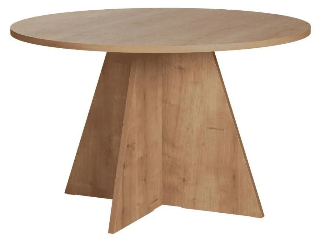 CALICOSY Table à Manger Ronde D120 cm ARIA - Plateau Bois et Pieds Noirs