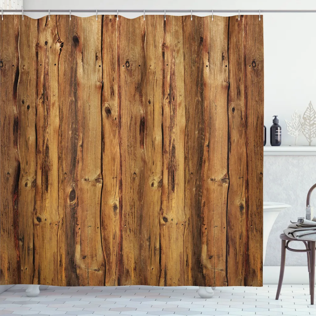 Tenda Doccia Antimuffa 175x200 ABAKUHAUS Poliestere Vintage Legno
