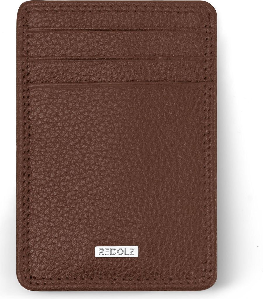 Redolz Leather Essentials Kreditkartenetui RFID Leder 7 cm mit Geldscheinklammer