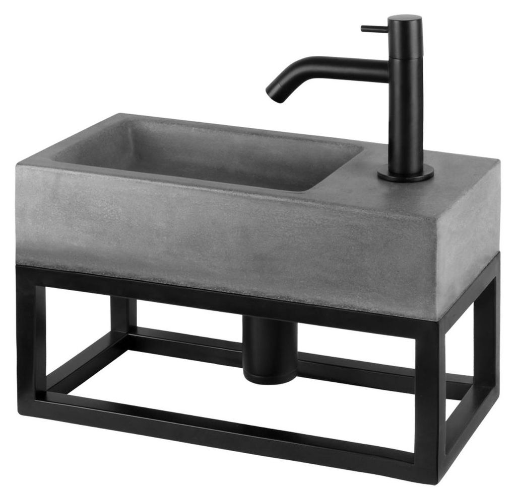 Jukon Waschbecken Set mit Wasserhahn Bad - mit Waschtisch und Siphon - Aufsatzwaschbecken für Badmöbel für Kleine Bäder - 38,5 x 18,5 x 9 cm - ...