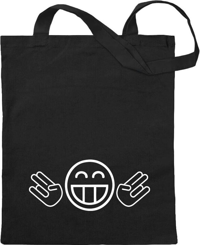 Kiwistar - Baumwolltasche - schwarz - JDM Doppel Shocker - Tragetasche Stoffbeutel Umhängetasche Langer Henkel