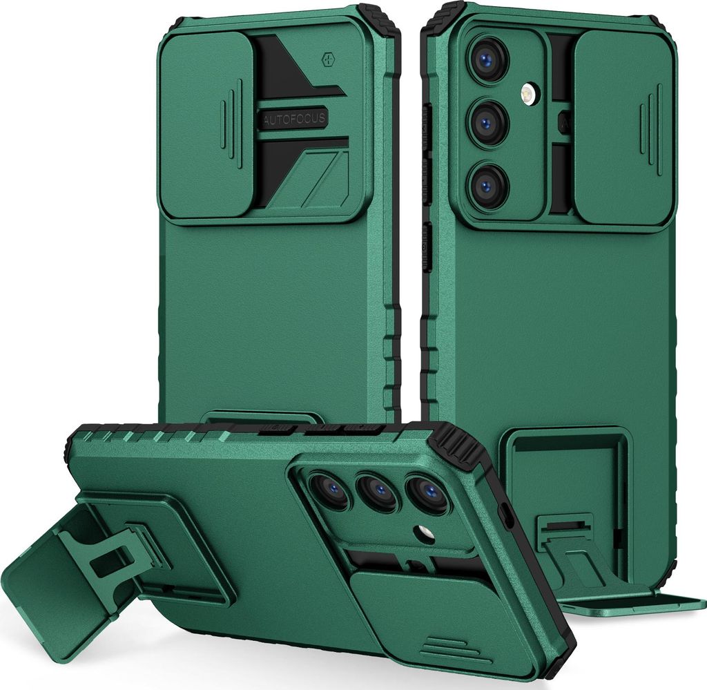 Galaxy S26 Hülle, Dual Layer Ständer Schutzhülle mit Schiebe Kamera Schutz für Samsung Galaxy S26 Grün