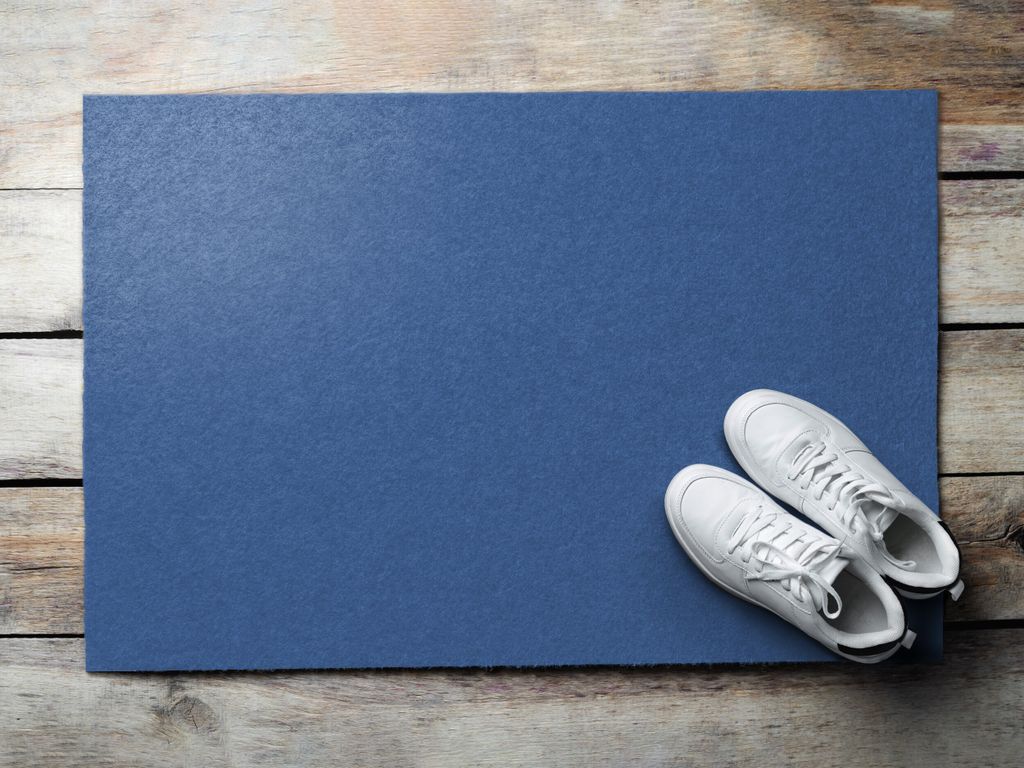 Fußmatte Aussen - Schuhmatte Haustür- Schmutzfangmatte Türvorleger - Outdoor Teppich Schmutzfänger - 90x60 cm - Gedämpft blau