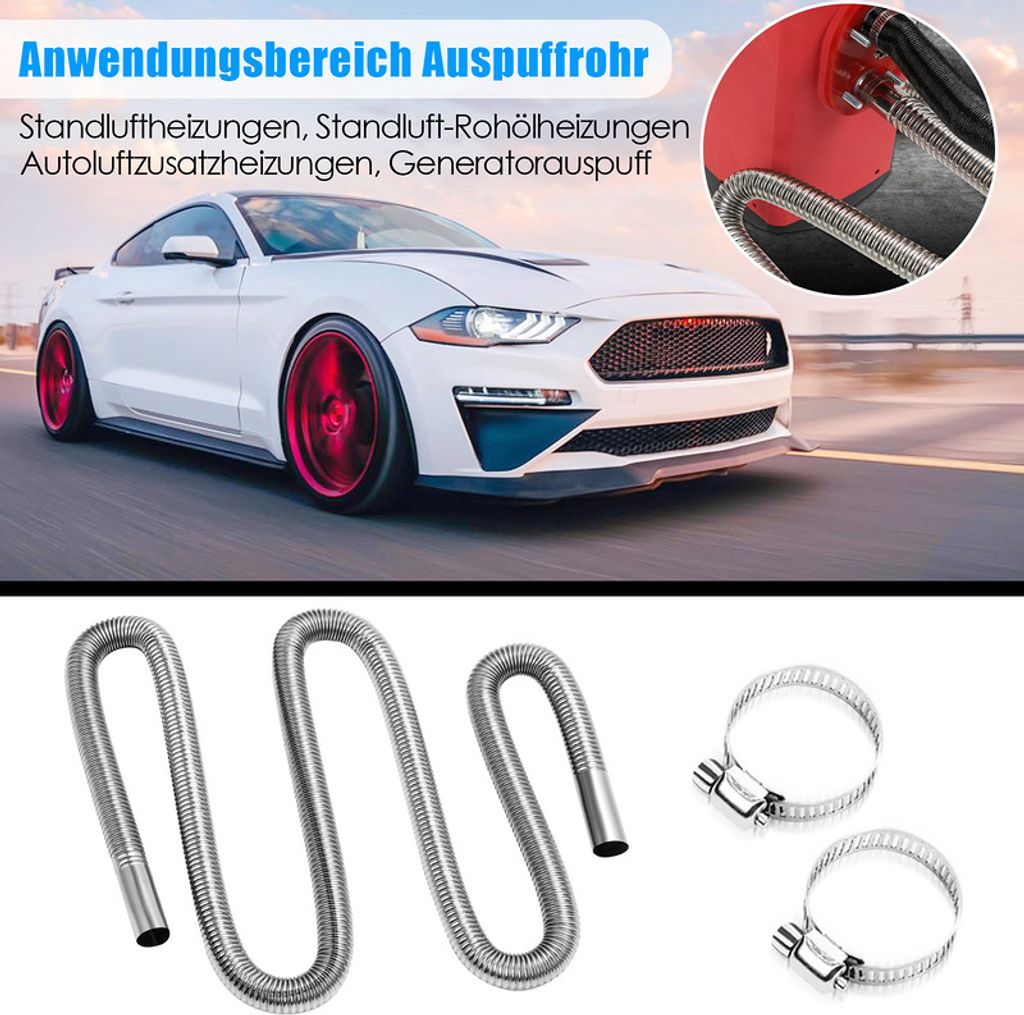 Ferizzia Abgasschlauch 100cm X 24mm Edelstahl - Für Stromerzeuger & Standheizungen