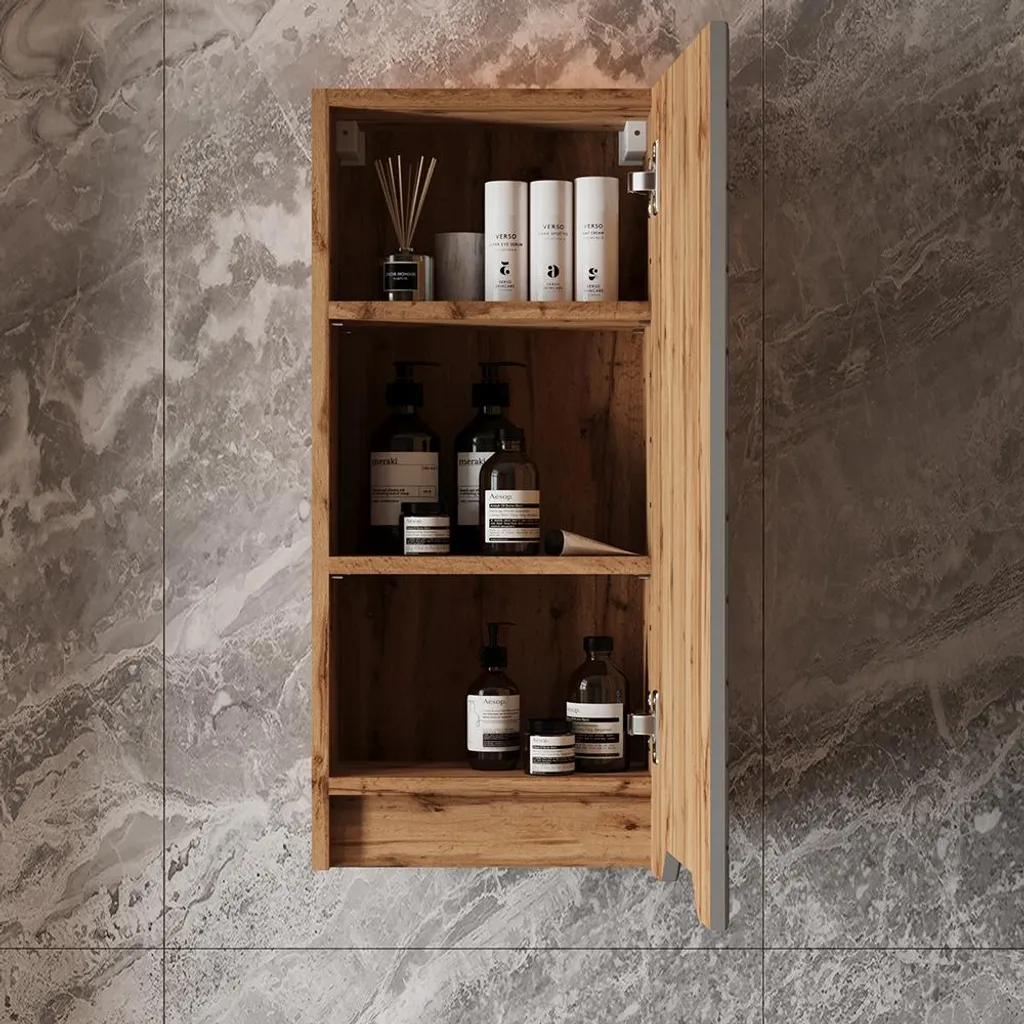 Mobiletto Pensile Bagno Vicco Lotta Rovere Grigio 20x72.6 cm - 5