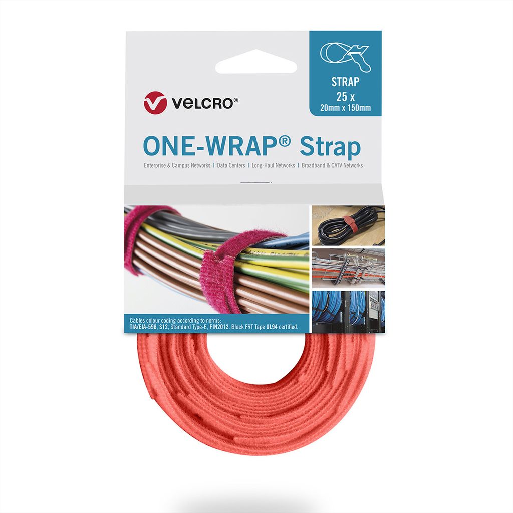 VELCRO One Wrap Strap 13mm x 200mm, 25 Stück, orange