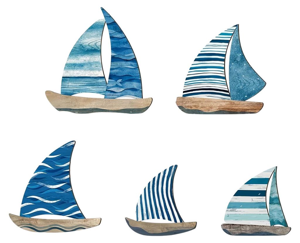 Maritime Wanddekoration aus Holz, Vintage-Segelboot-/Fisch-Wandkunst, Küstenmotiv, Wandskulptur für Zuhause, Seehaus, Badezimmerdekoration