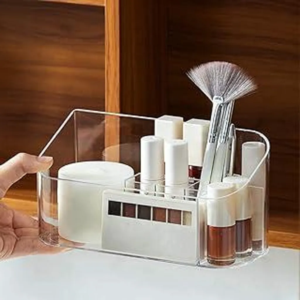 2 Organizer Trasparenti Da Parete Per Bagno – 3 Scomparti Con Adesivo, 35,5 Cm