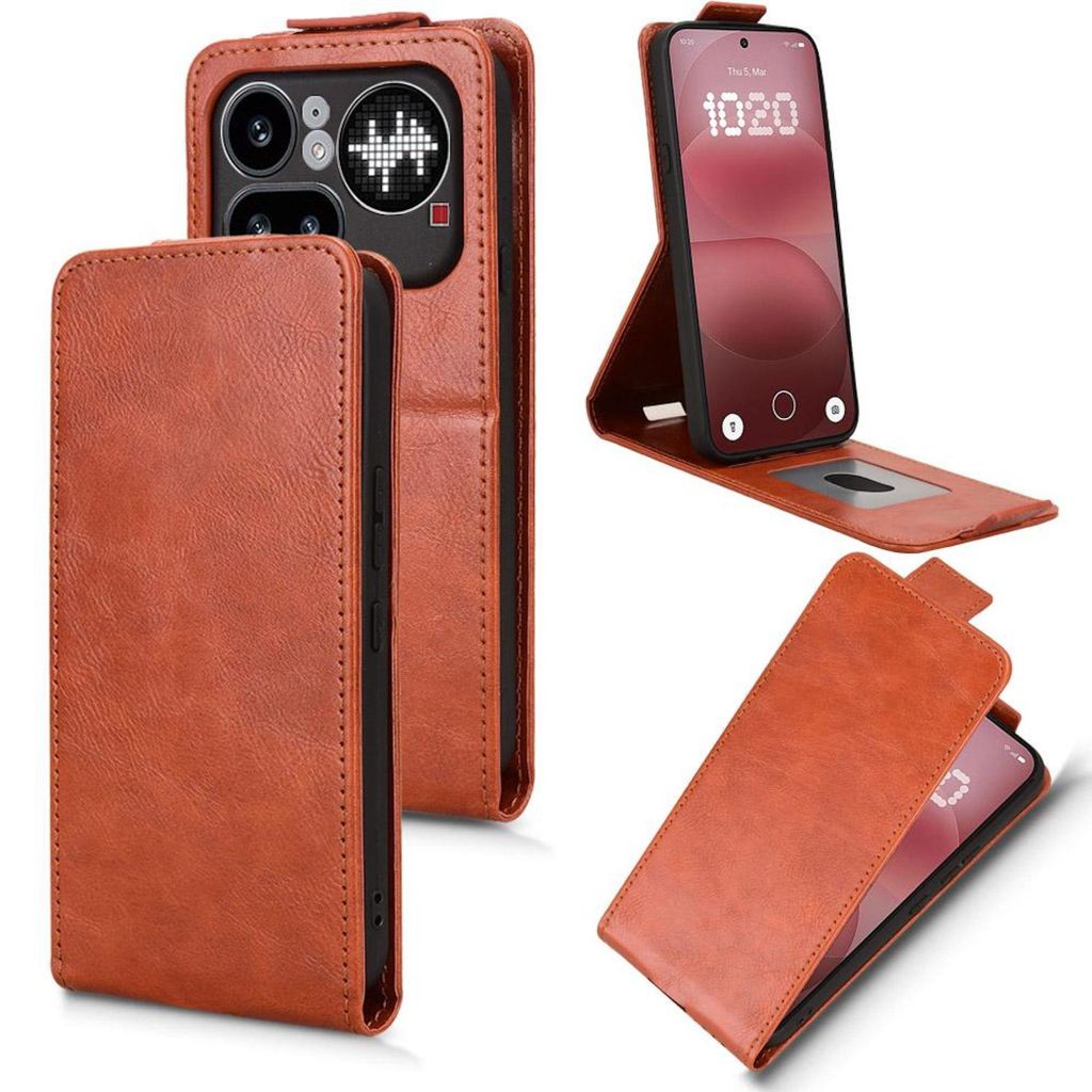 Handy Hülle Klapphülle für Nothing Phone 4a Pro Flipcase mit Kartenfach Braun