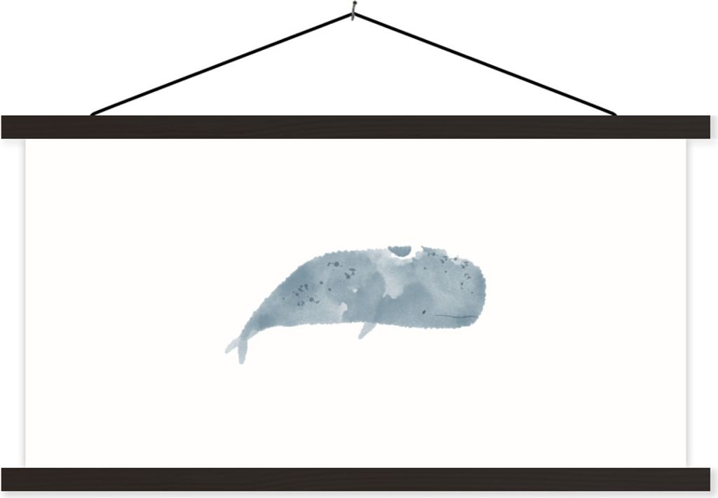 MuchoWow Textilposter Fische - Tiere - Grau - Aquarell 90x45 cm mit schwarzem Rahmen - Klemmleisten