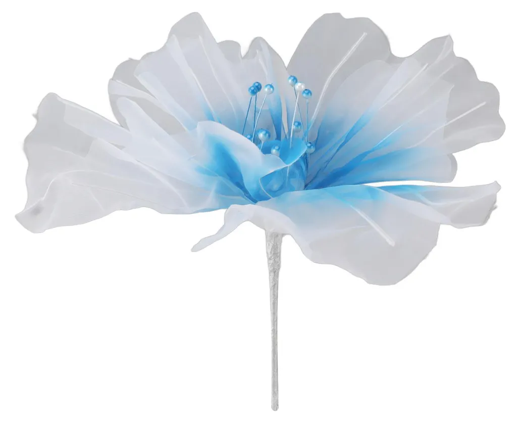 Grande fleur de gazebo réutilisable en organza bleu pour photo mariage