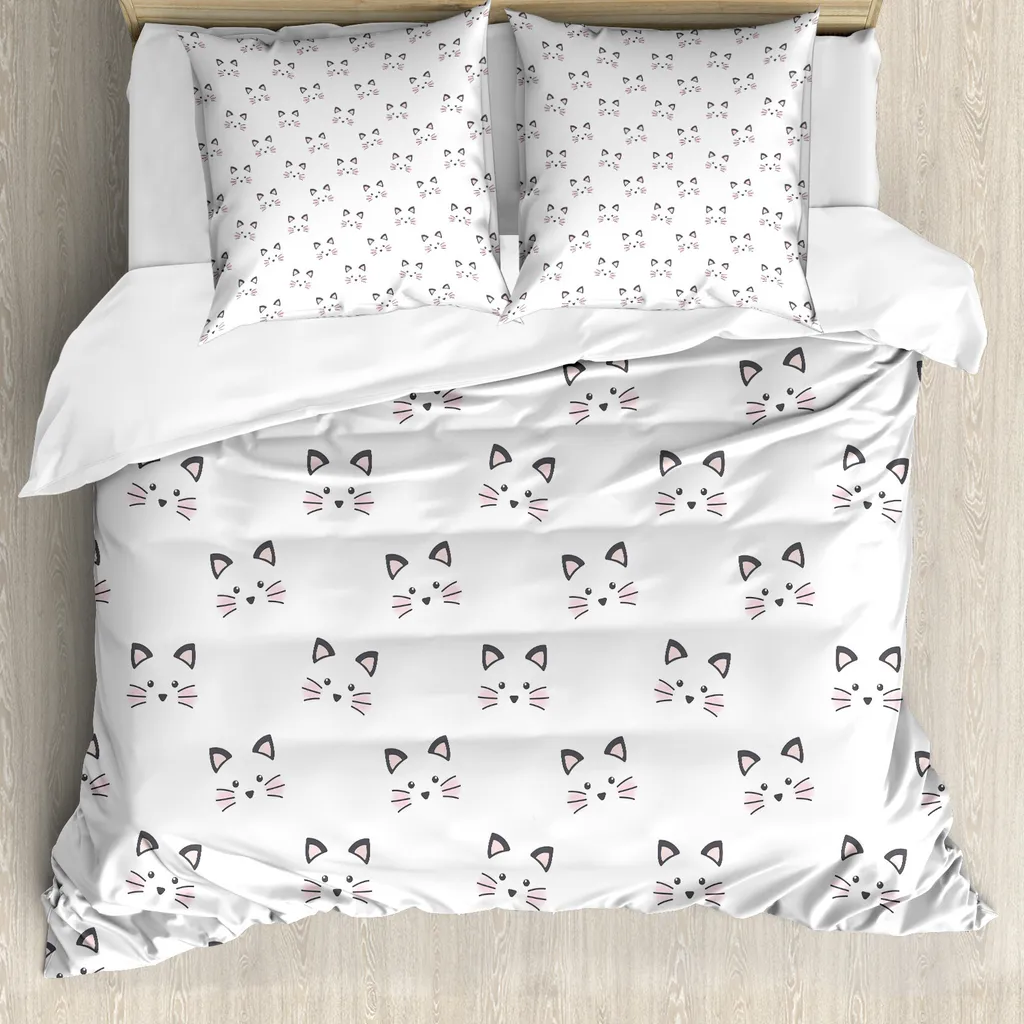 Parure de lit 2 personnes Chaton 200x200 anti-acariens et hypoallergénique