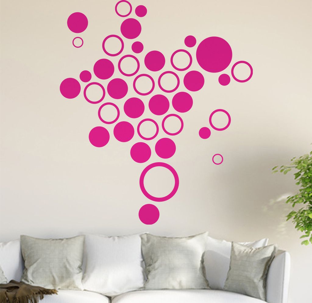 Retro Kreise Wandtattoo in 6 Größen - Wandaufkleber Wall Sticker - Dekoration, Küche, Wohnzimmer, Schlafzimmer, Badezimmer