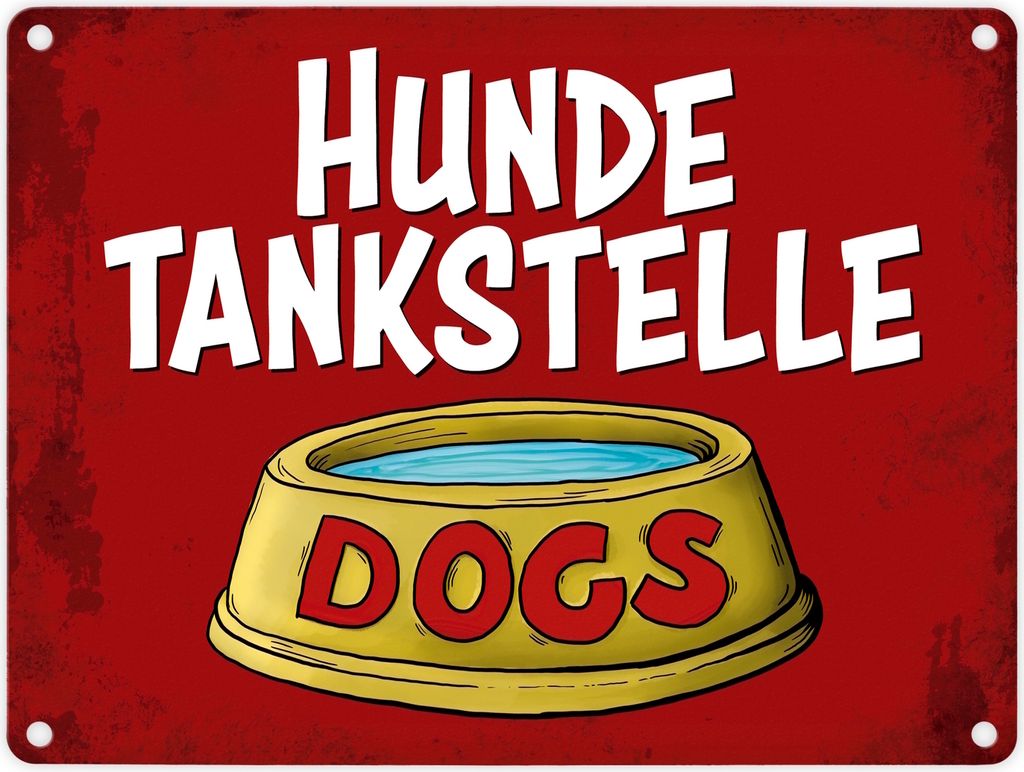 Metallschild mit Wassernapf Motiv und Spruch: Produktbild 