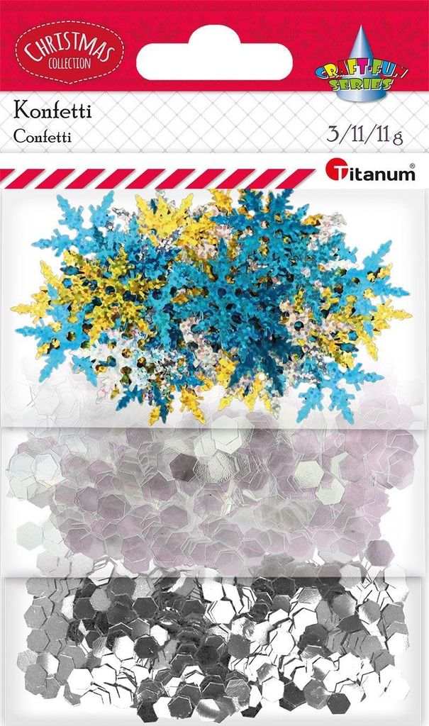 Konfetti Schneeflocken/Hexagone gemischte Muster Titanum