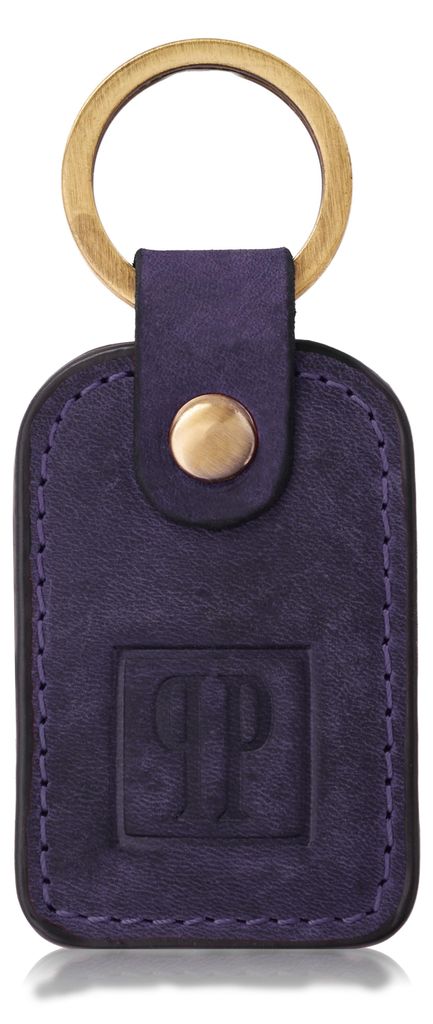 Paolo Peruzzi T-86-HDB marineblauer rechteckiger Lederschlüsselanhänger im Vintage-Stil