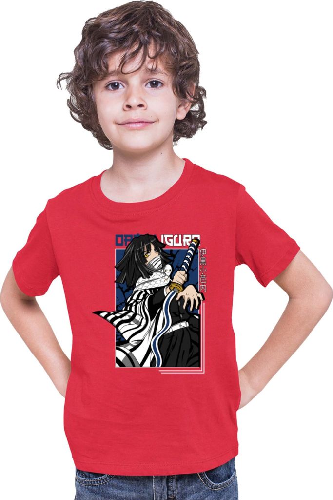 Kinder T-Shirt Demon Anime Slayer Kimetsu No Yaiba Tomioka Giyuu 001, 12-13 Jahr - 152 / Rot