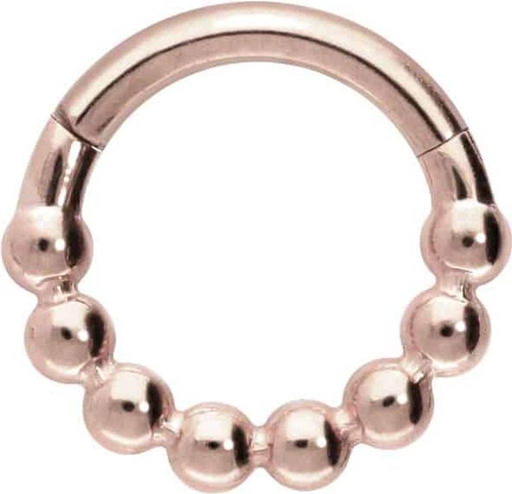 Ohrpiercing, Nasenpiercing, Septum Piercing Titan Segmentring Clicker KUGELN RoséGold Innendurchmesser: 7mm + Stabstärke: 1,2mm