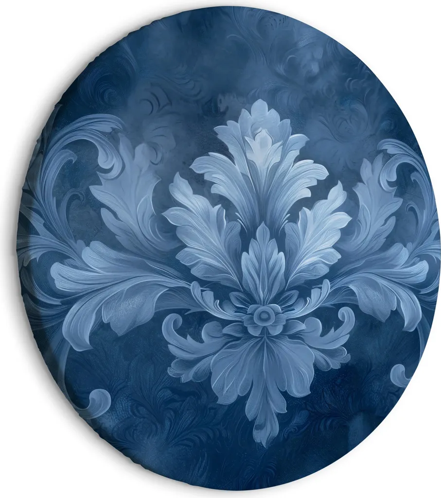Offerta Quadro Rotondo 80x80 Blu - Tela Moderna Motivo Italiano