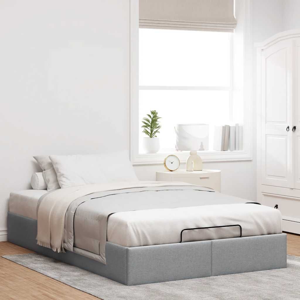 Maison Exclusive - Ottoman-Bett ohne Matratze Hellgrau 120x200 cm Stoff