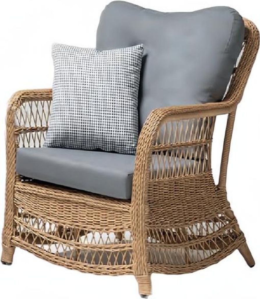 Sessel Grau Design Couch Sofa Relax Hochwertig Rattan Polster Sitzer Luxus