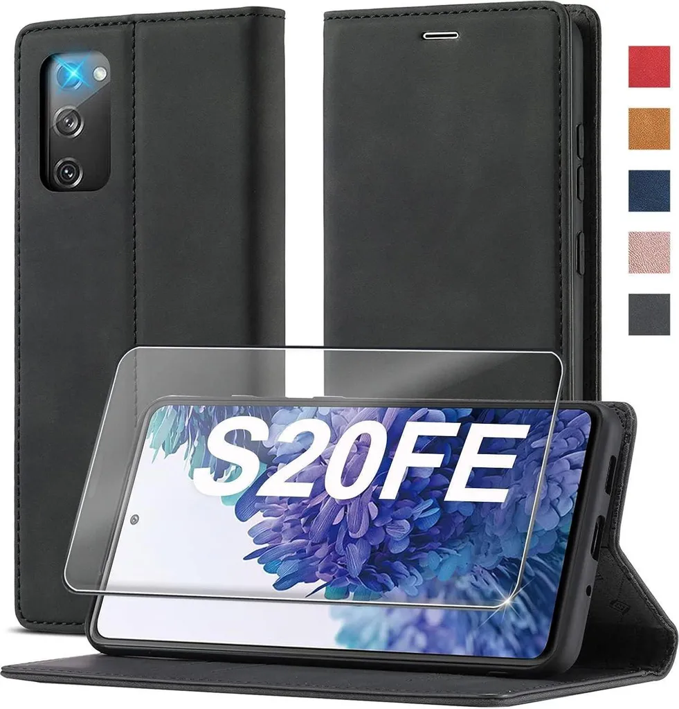 2023 Aggiornato S20 FE Custodia per Samsung Galaxy S20 FE Custodia in pelle Magnetic Special Stand Cover Case, Nero