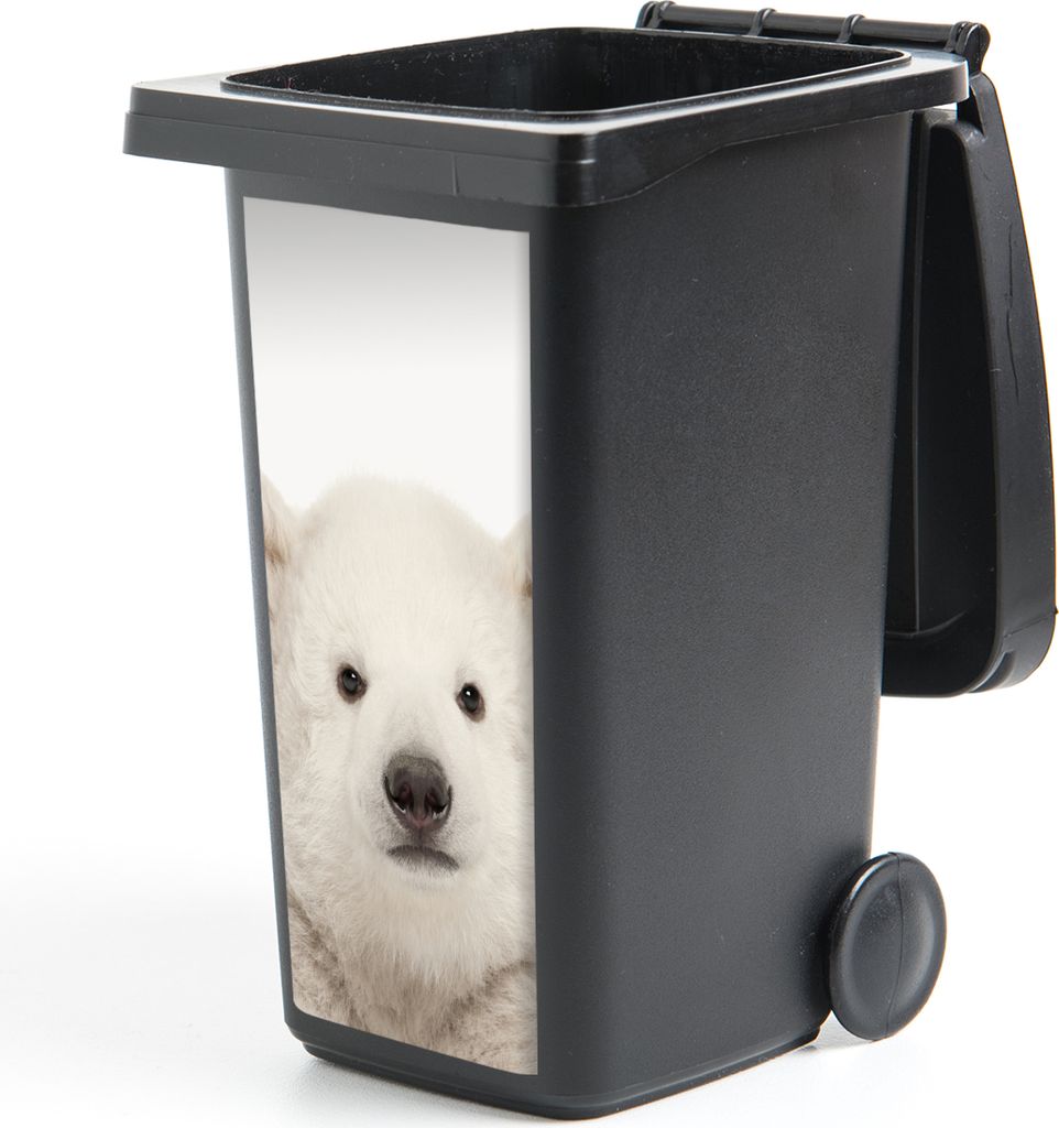 MuchoWow Mülltonnenaufkleber Eisbär - Tiere - Weiß - Kinder - Jungen - Mädchen 44x98 cm - Containeraufkleber - Aufkleber - Mülltonnen-Aufkleber