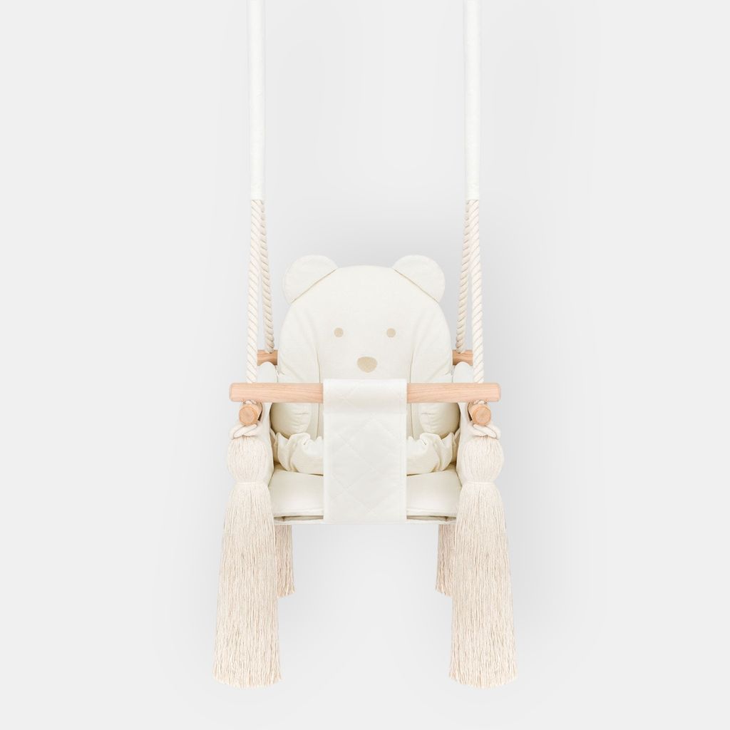 Indoor-Babyschaukel Beige aus Velvet – Mit Produktbild 