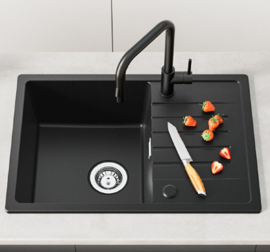 CECIPA Spülbecken mit 1 Becken Anthrazit Granitspüle 65x45, Produktbild 