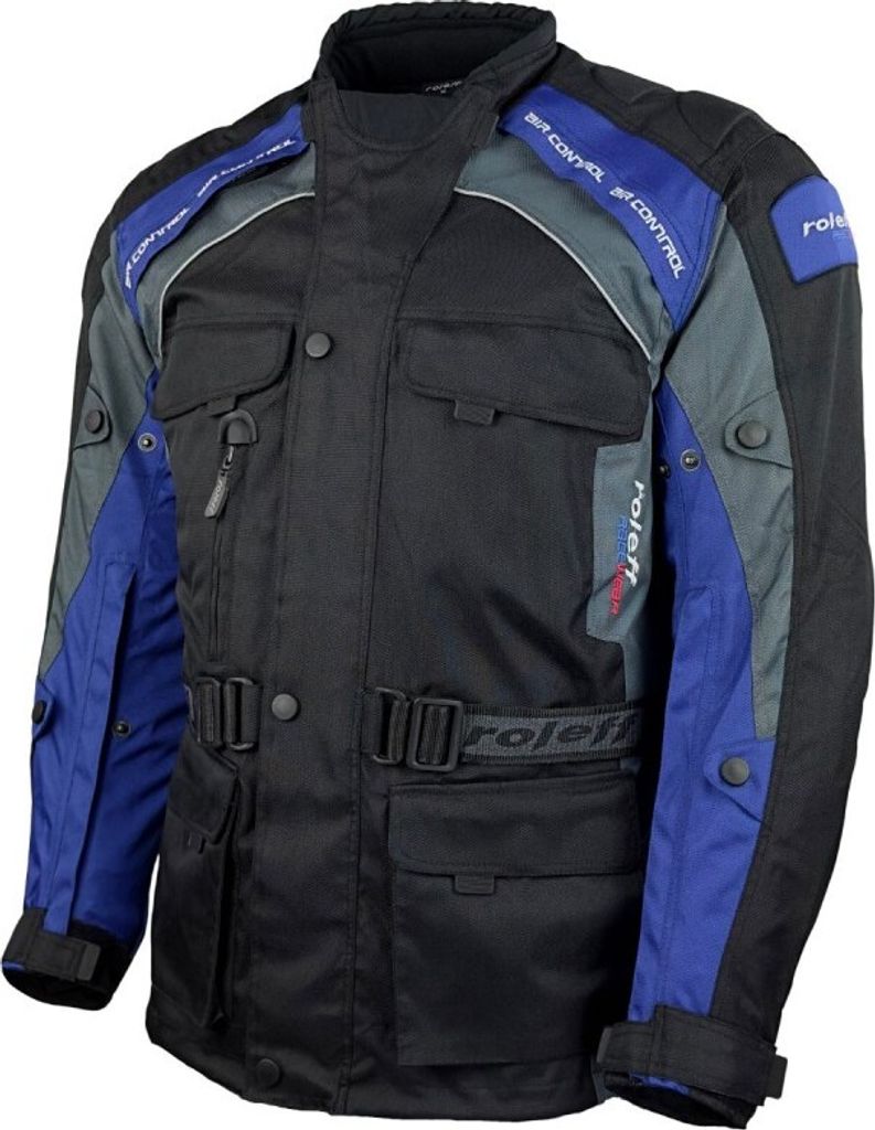 Roleff RO783 Motorradjacke – Schwarz-Blau, wasserdicht, atmungsaktiv & mit Protektoren Motorradjacke Roleff Größe: XXL,