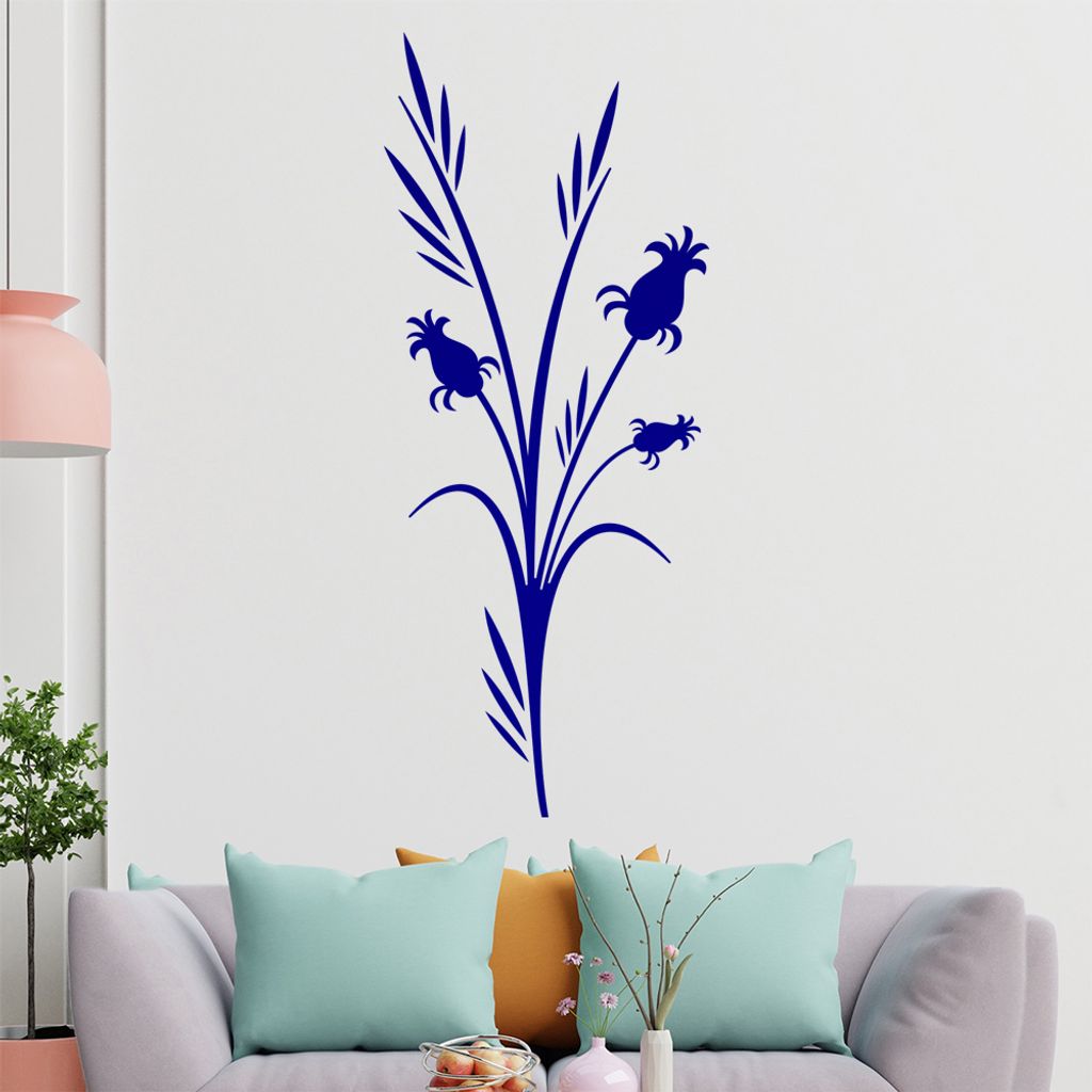 Blätter - Blüten - Pflanze Wandtattoo in 6 Größen - Wandaufkleber Wall Sticker - Dekoration, Küche, Wohnzimmer, Schlafzimmer, Badezimmer